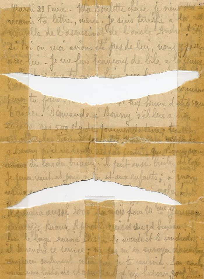 Lettre sur papier hygiénique passée clandestinement à sa femme depuis la prison de Troyes en 1944