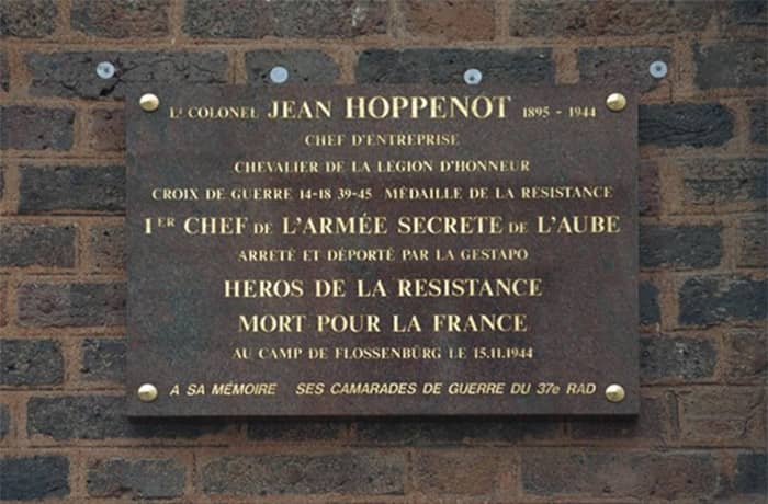 Plaque souvenir de Jean Hoppenot sur la maison de Troyes